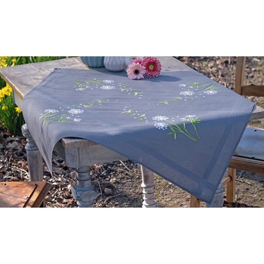Image 1 of Vervaco Flower Fluff Tablecloth Embroidery Kit