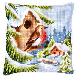 Vervaco Robin in Winter Cushion Christmas Cross Stitch Kit