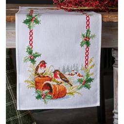 Vervaco Robin and Holly Runner Christmas Cross Stitch Kit
