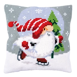 Vervaco Christmas Gnome on Ice Cushion Cross Stitch Kit