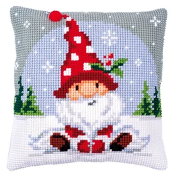 Vervaco Christmas Gnome in Snow Cushion Cross Stitch Kit