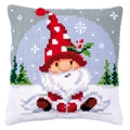 Image of Vervaco Christmas Gnome in Snow Cushion Cross Stitch Kit