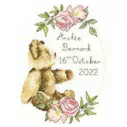 Bothy Threads Victorian Teddy Bear Birth Sampler Cross Stitch Kit