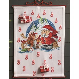 Permin Santa Receives Gifts Advent Christmas Cross Stitch Kit