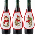 Image of Permin Hedgehog Wine Aprons Christmas Cross Stitch Kit