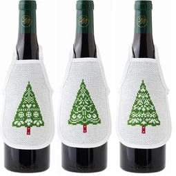 Permin Christmas Tree Wine Aprons Cross Stitch Kit