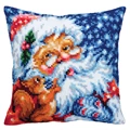 Image of Collection D'Art Santa and Squirrel Cushion Christmas Cross Stitch Kit