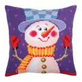 Image of Collection D'Art Cheerful Snowman Cushion Christmas Cross Stitch Kit