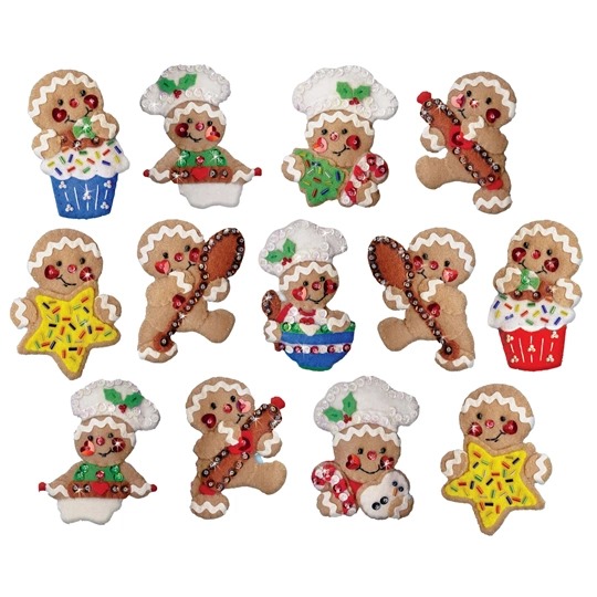 Image 1 of Design Works Crafts Gingerbread Chef Felt Ornaments Christmas Craft Kit