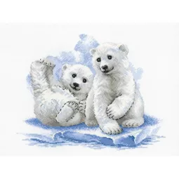 RIOLIS Bear Cubs on Ice Christmas Cross Stitch Kit