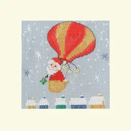 Bothy Threads Delivery By Balloon Christmas Card Making Christmas Cross Stitch Kit