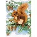 Image of Vervaco Squirrel in the Pine Tree Cross Stitch Kit