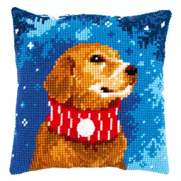 Vervaco Dog with Scarf Cushion Christmas Cross Stitch Kit