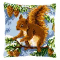 Image of Vervaco Squirrel in Pine Tree Cushion Christmas Cross Stitch Kit