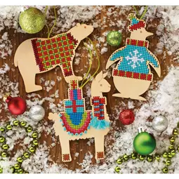 Dimensions Wooden Animals Ornaments Christmas Cross Stitch Kit