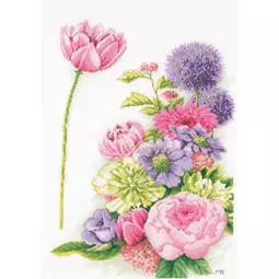 Lanarte Floral Cotton Candy - Evenweave Cross Stitch Kit