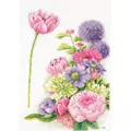 Image of Lanarte Floral Cotton Candy - Evenweave Cross Stitch Kit