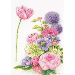 Lanarte Floral Cotton Candy - Aida Cross Stitch Kit
