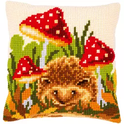 Vervaco Hedgehog and Mushroom Cushion Cross Stitch Kit
