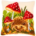 Image of Vervaco Hedgehog and Mushroom Cushion Cross Stitch Kit