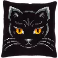 Image of Vervaco Black Cat Cushion Cross Stitch Kit