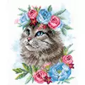 Image of RIOLIS Cat in Flowers Cross Stitch Kit
