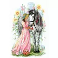Image of RIOLIS Girl with Horse Cross Stitch Kit