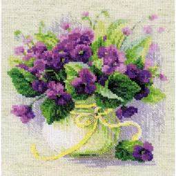 RIOLIS Violets in a Pot Cross Stitch Kit