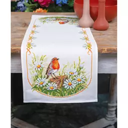 Vervaco Daisies and Robin Runner Cross Stitch Kit
