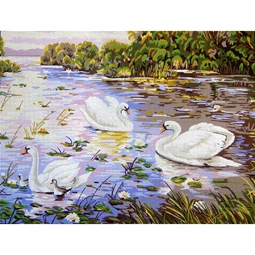 Gobelin-L Swans in the River Tapestry Canvas