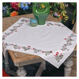 Vervaco Chickens Tablecloth Cross Stitch Kit