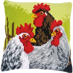 Rooster and Chickens Cushion