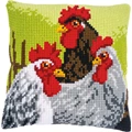 Image of Vervaco Rooster and Chickens Cushion Cross Stitch Kit