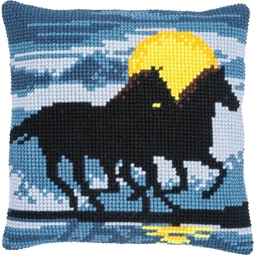 Vervaco Horses in Moonlight Cushion Cross Stitch Kit