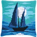 Image of Vervaco Sailboat in Moonlight Cushion Cross Stitch Kit
