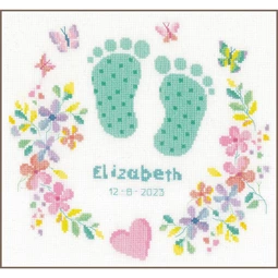 Vervaco Baby Feet Birth Sampler Cross Stitch Kit