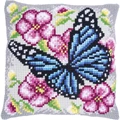 Image of Vervaco Butterfly Among Flowers Cushion Cross Stitch Kit