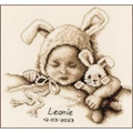 Image of Vervaco Cuddly Rabbit Baby Birth Sampler Cross Stitch Kit