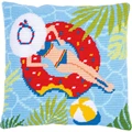 Image of Vervaco Swimming Pool Cushion Long Stitch Kit