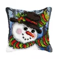 Image of Orchidea Snowman Latch Hook Christmas Cushion Kit