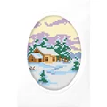 Image of Orchidea Wintry Village Christmas Card Making Christmas Cross Stitch Kit