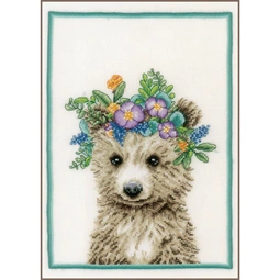 Lanarte Flower Crown Bear Cross Stitch Kit