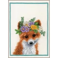 Image of Lanarte Flower Crown Fox Cross Stitch Kit