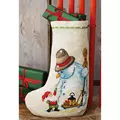 Image of Permin Snowman and Elf Stocking Christmas Cross Stitch Kit