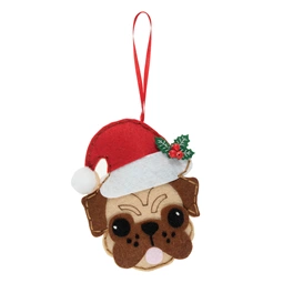 Festive Pug Felt Ornament