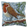 Image of Trimits Robin Cushion Christmas Cross Stitch Kit