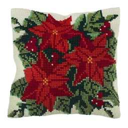 Trimits Poinsettia Cushion Christmas Cross Stitch Kit