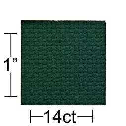Tela Aida 14 Ct Per Punto Croce Con Griglia Verde - 75x100 Cm, 100% Cotone