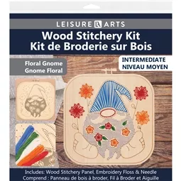 Leisure Arts Floral Gnome Wood Stitchery Kit
