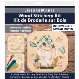Leisure Arts Gnome Butterflies Wood Stitchery Kit
